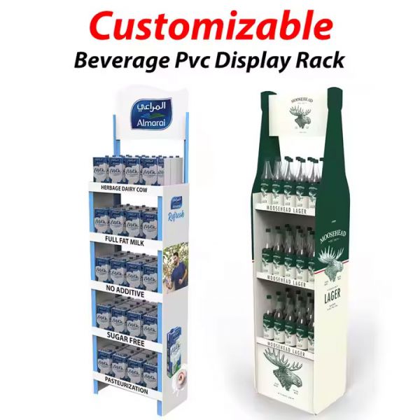 POP Custom pvc Plastic Display Shelf Rack PVC Floor Display Stand Carton Paper Design