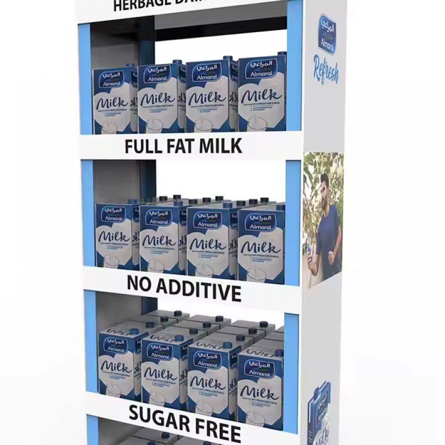 Hot Selling Floor Standing Shelf Milk Display Rack Plastic Display Stand for Retail Store