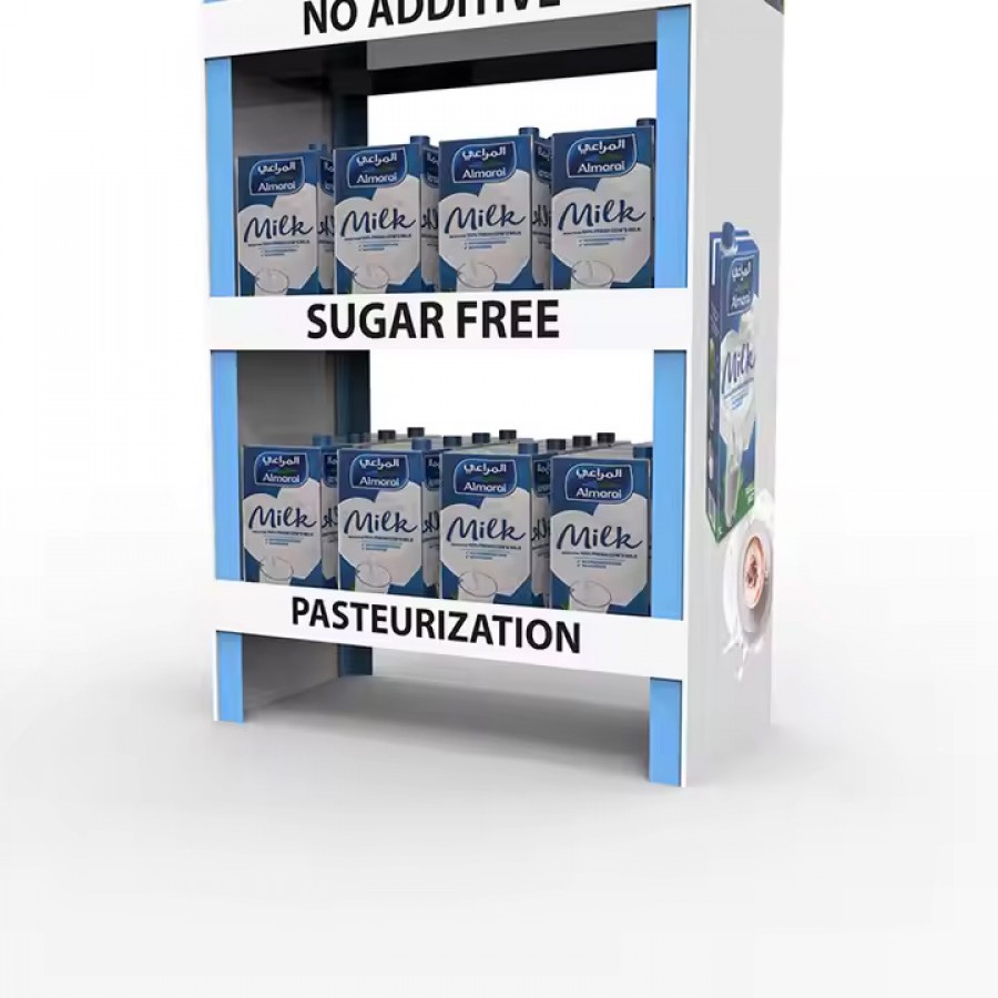 Hot Selling Floor Standing Shelf Milk Display Rack Plastic Display Stand for Retail Store