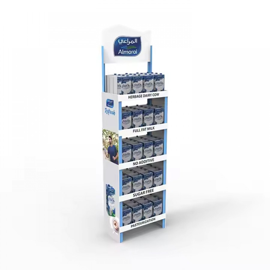 Hot Selling Floor Standing Shelf Milk Display Rack Plastic Display Stand for Retail Store