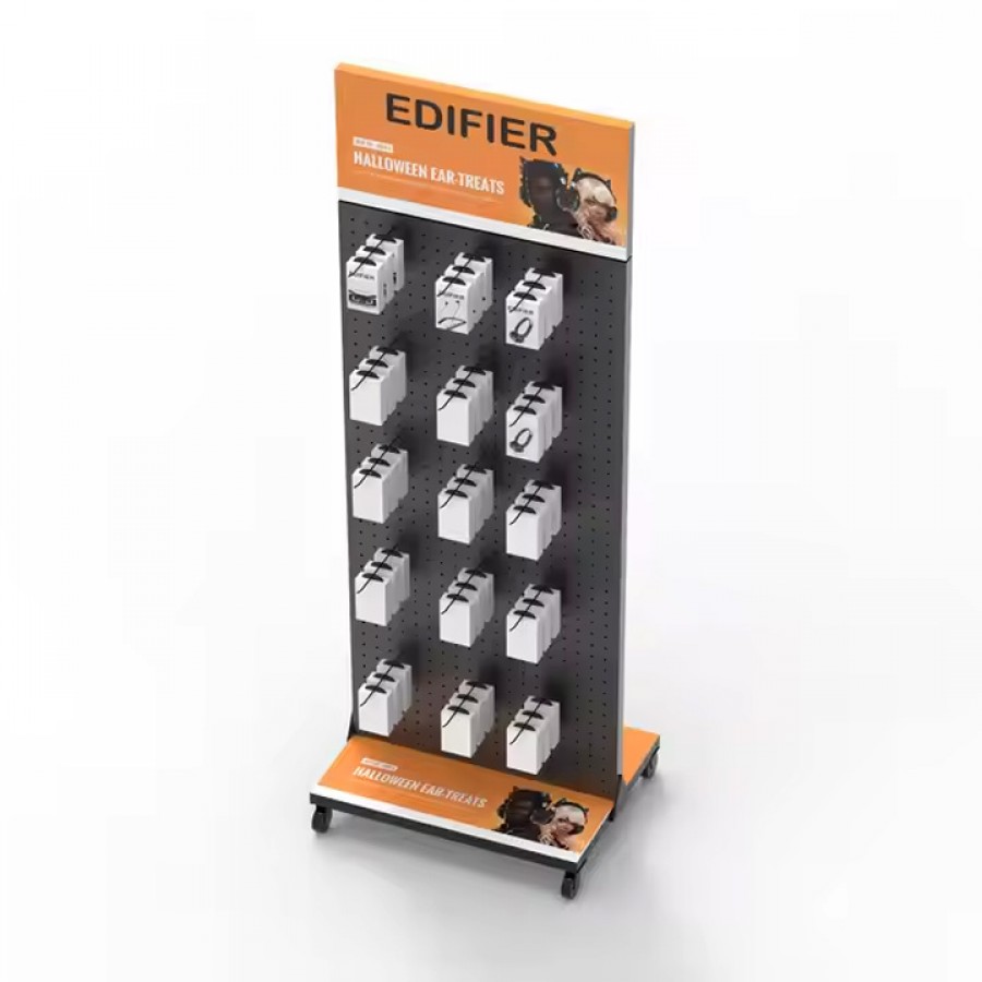 Durable Metal Rolling Display Rack for Earphones Customization for Mobile Stores and Shopping Centers