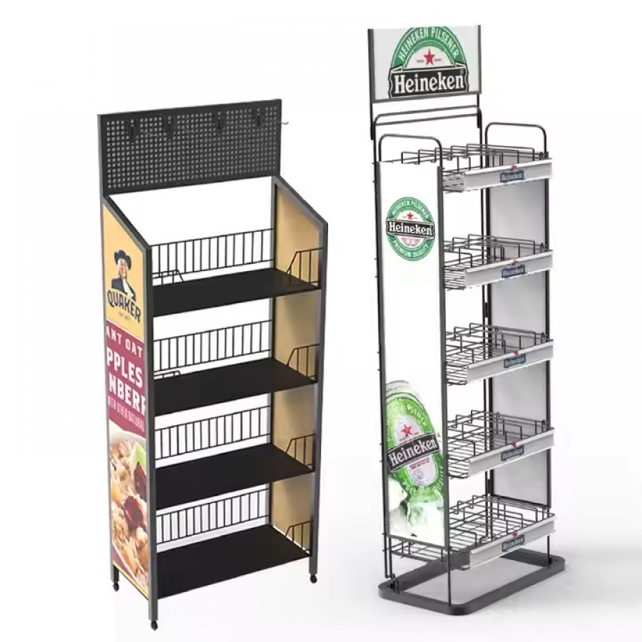 Modern Heavy Duty Metal Display Rack Customized Iron Wire for Retail Store Brand Supermarket Popular Marketing