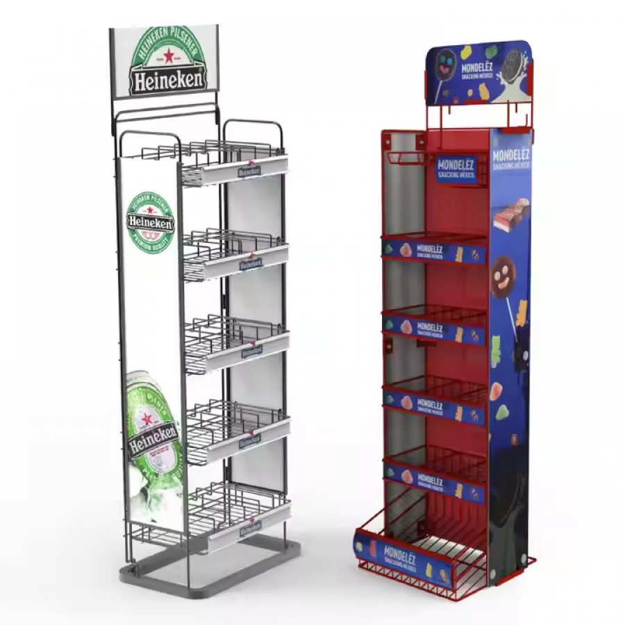 Modern Heavy Duty Metal Display Rack Customized Iron Wire for Retail Store Brand Supermarket Popular Marketing